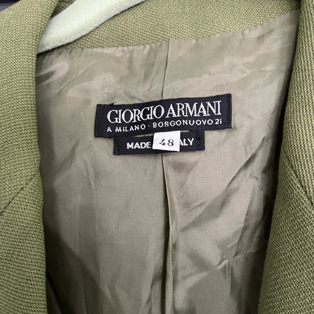 Giorgio Armani Olive Green Blazer and Skirt Suit - Picture 2 of 6